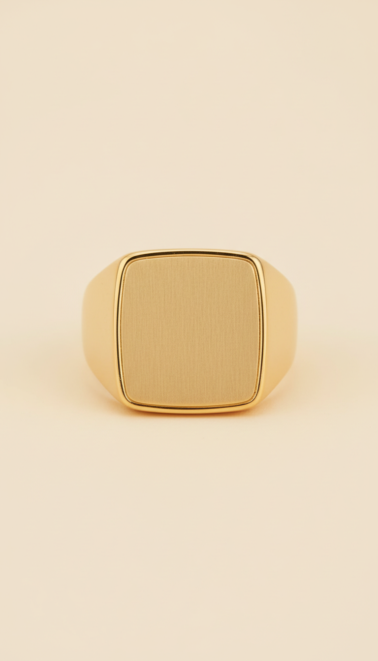 Anello chevalier placcato oro chunky