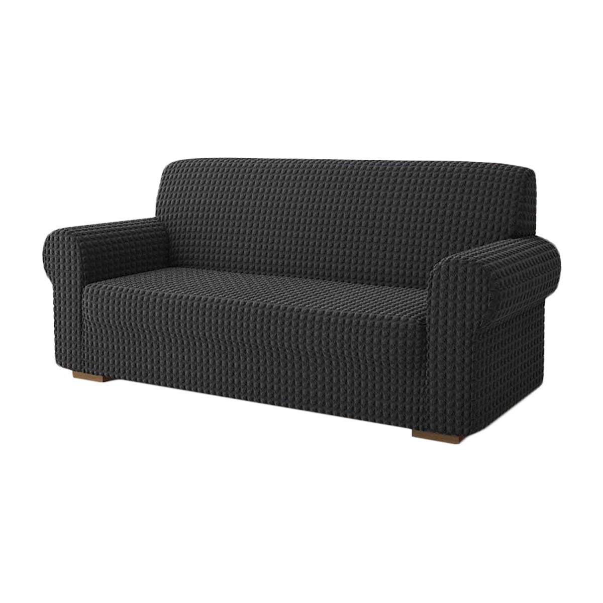 Copridivano elasticizzato con tessuto bolle grigio scuro