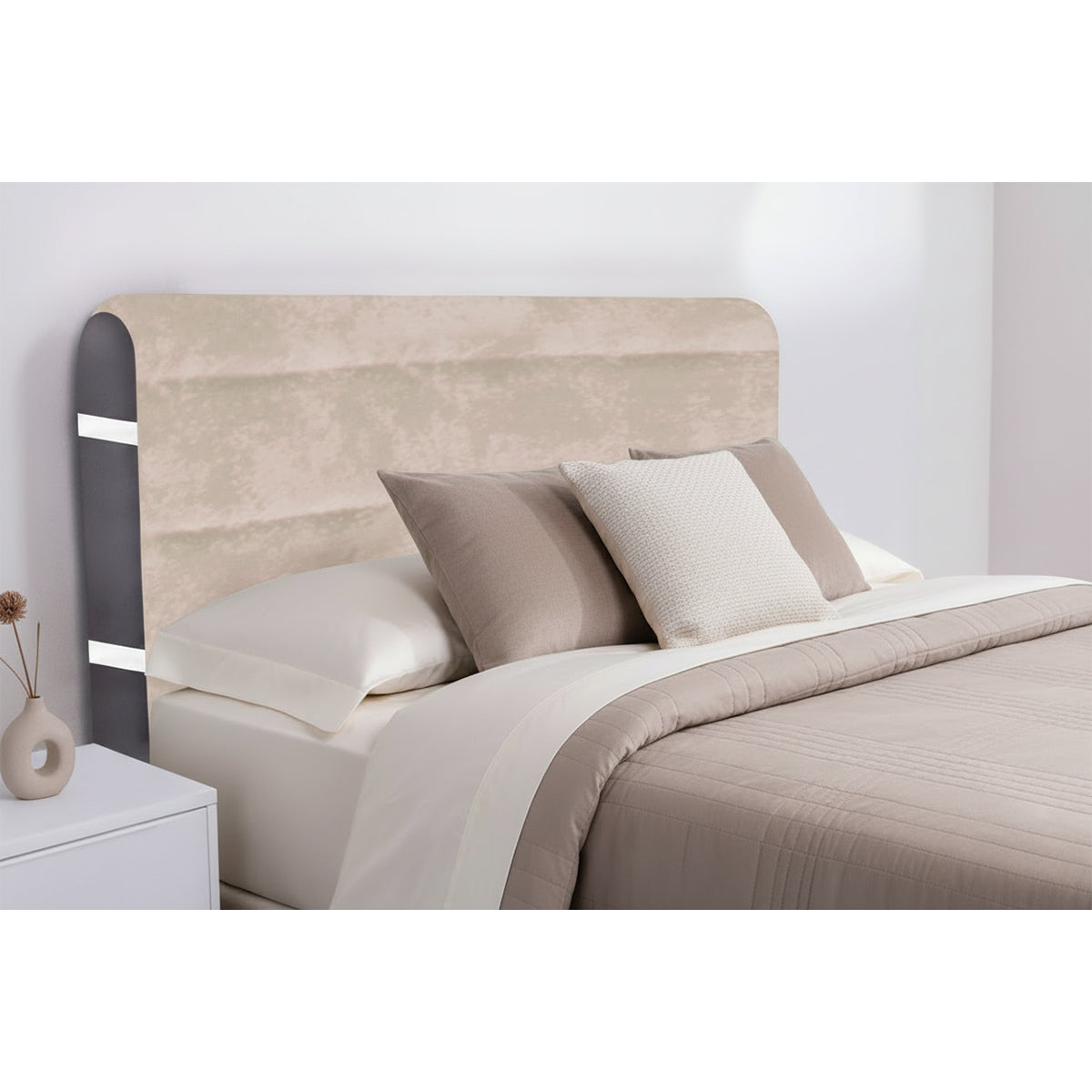 Copritestata imbottita in velluto beige