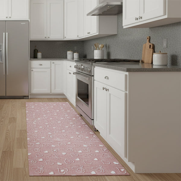 Tappeto antiscivolo fantasia cuori rosa