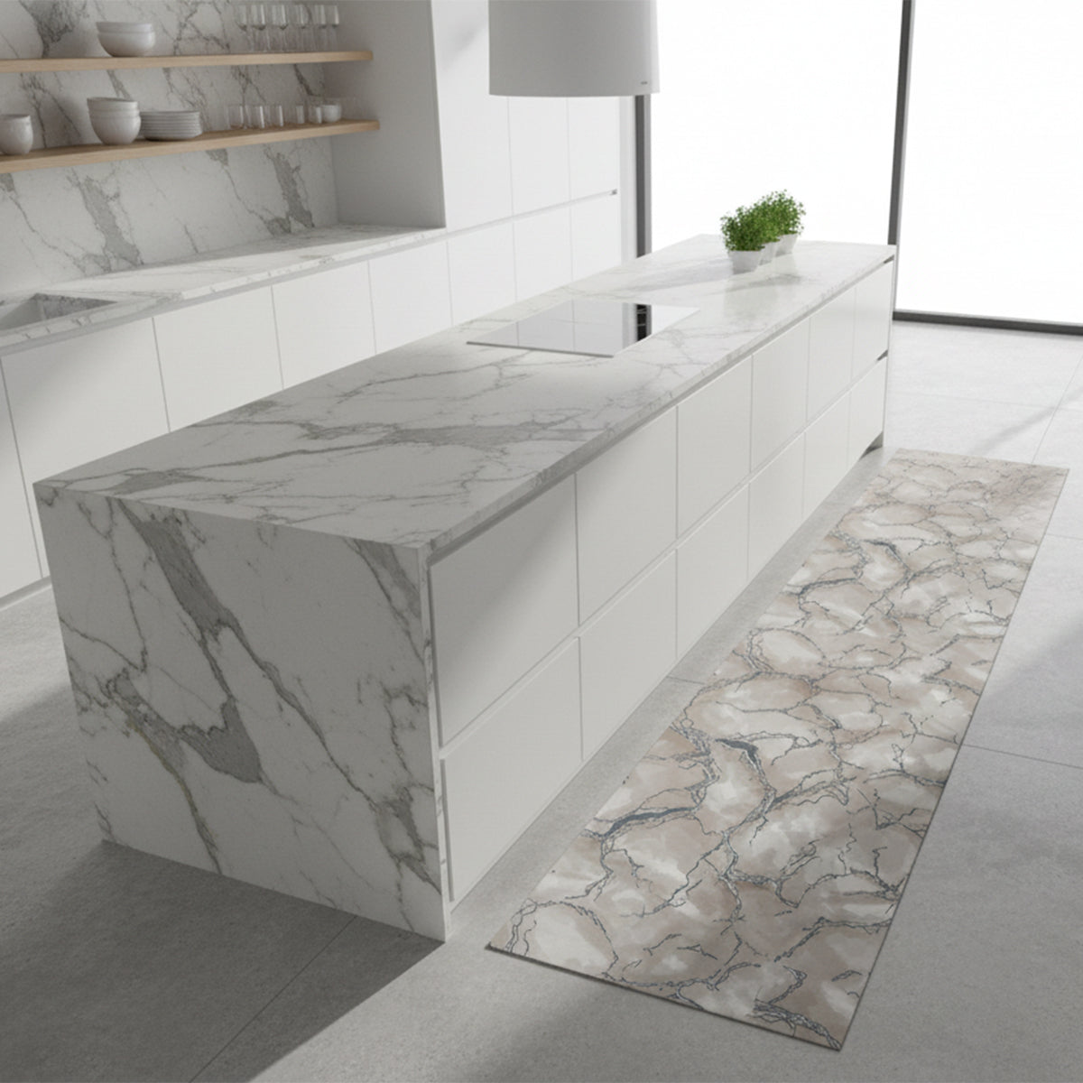Tappeto antiscivolo fantasia marmo beige