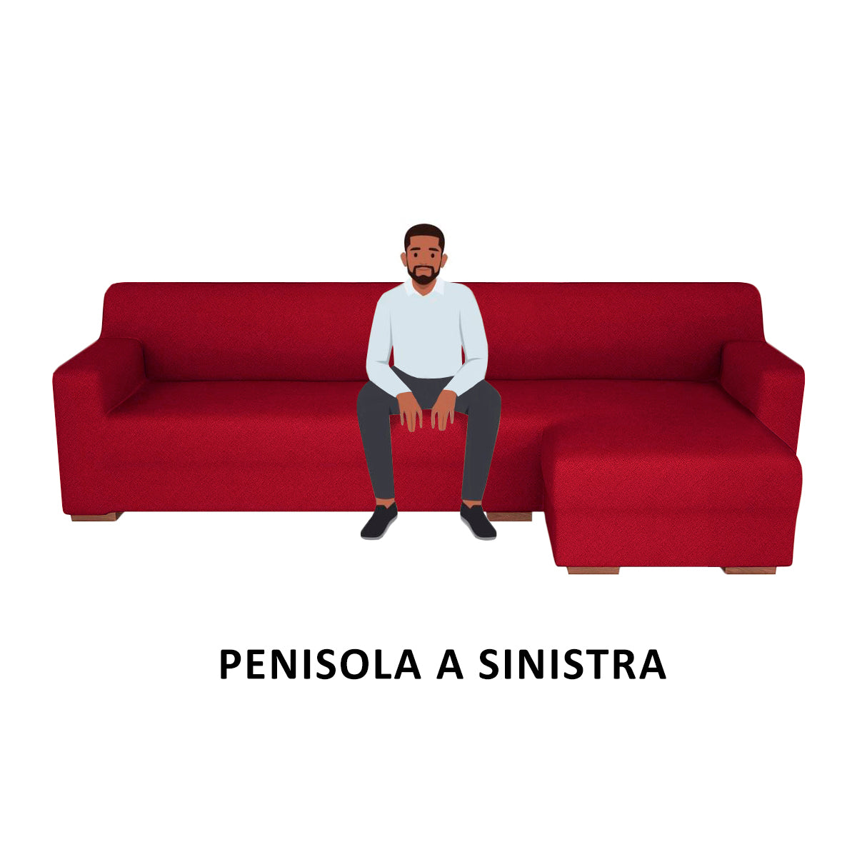 Copridivano elasticizzato con penisola bordeaux