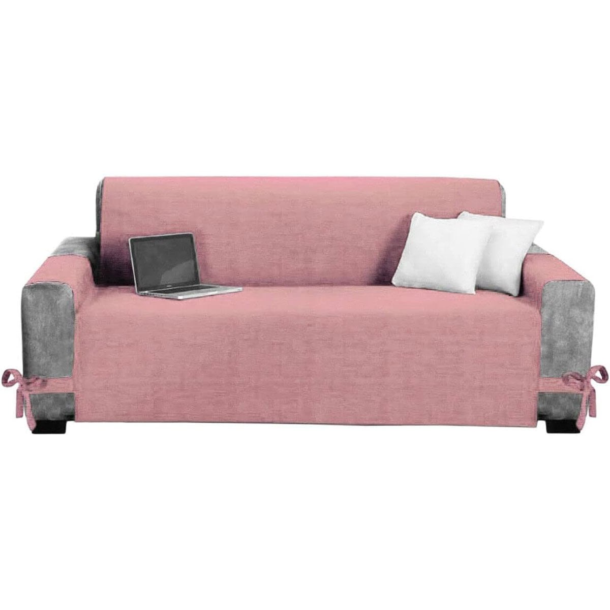 Copridivano con tasche tinta unita