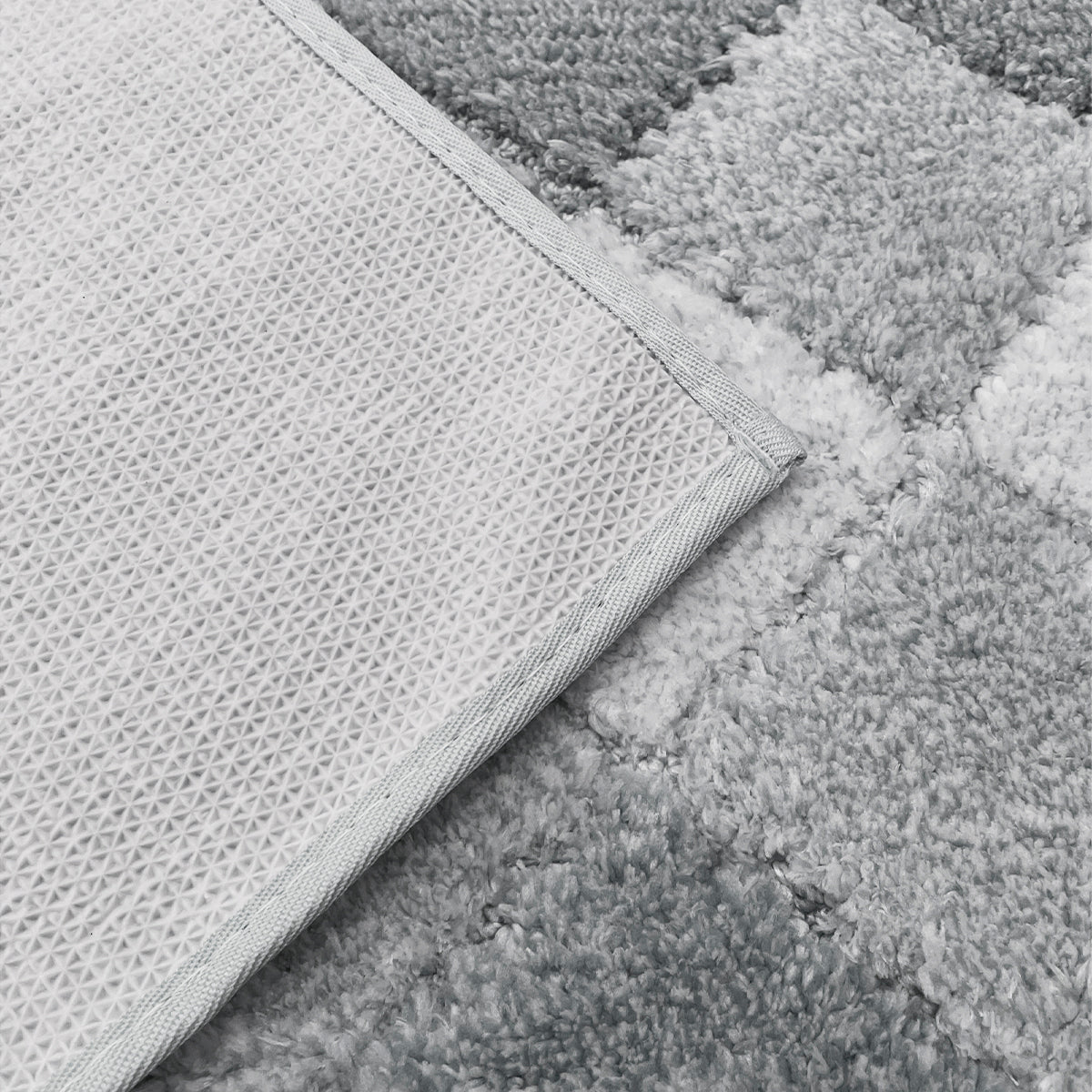 Tris tappeti bagno fantasia rombi grigio