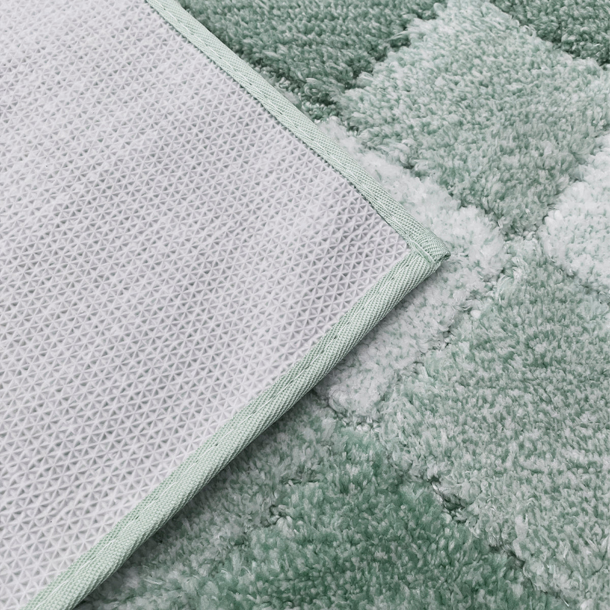 Tris tappeti bagno fantasia rombi verde