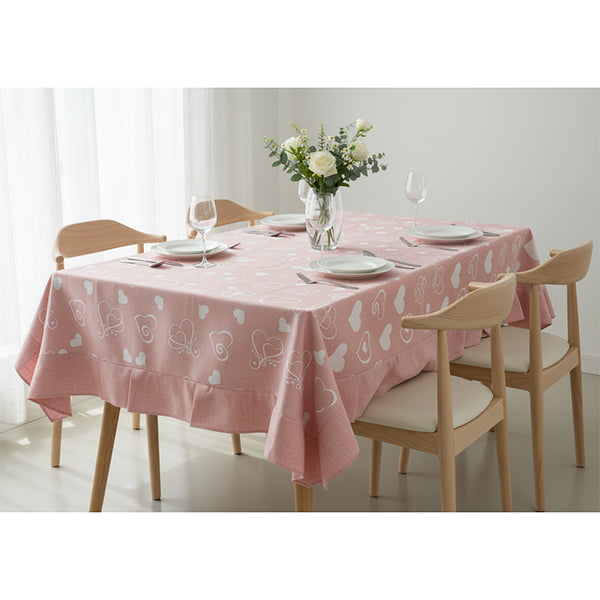 Tovaglia plastificata con riccio cuori rosa - PARIS