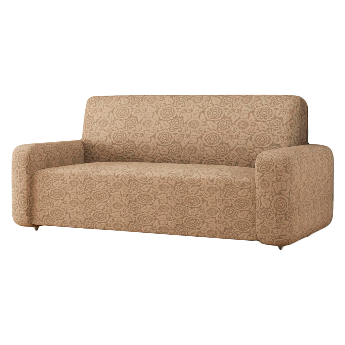Copridivano elasticizzato con fiori in rilievo beige