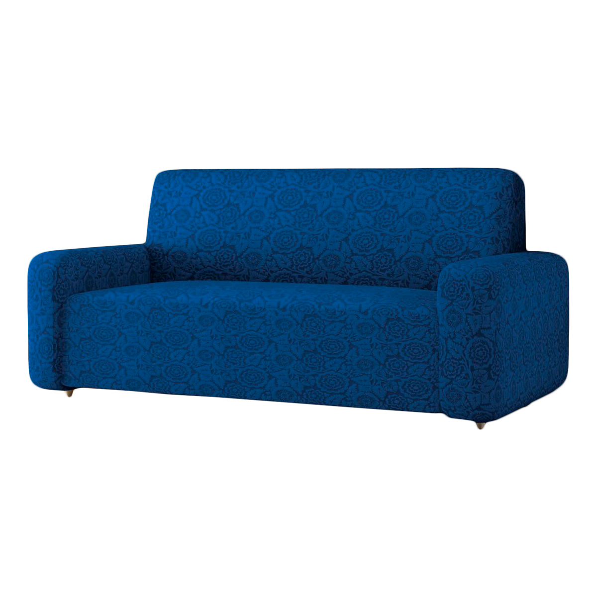 Copridivano elasticizzato con fiori in rilievo blu