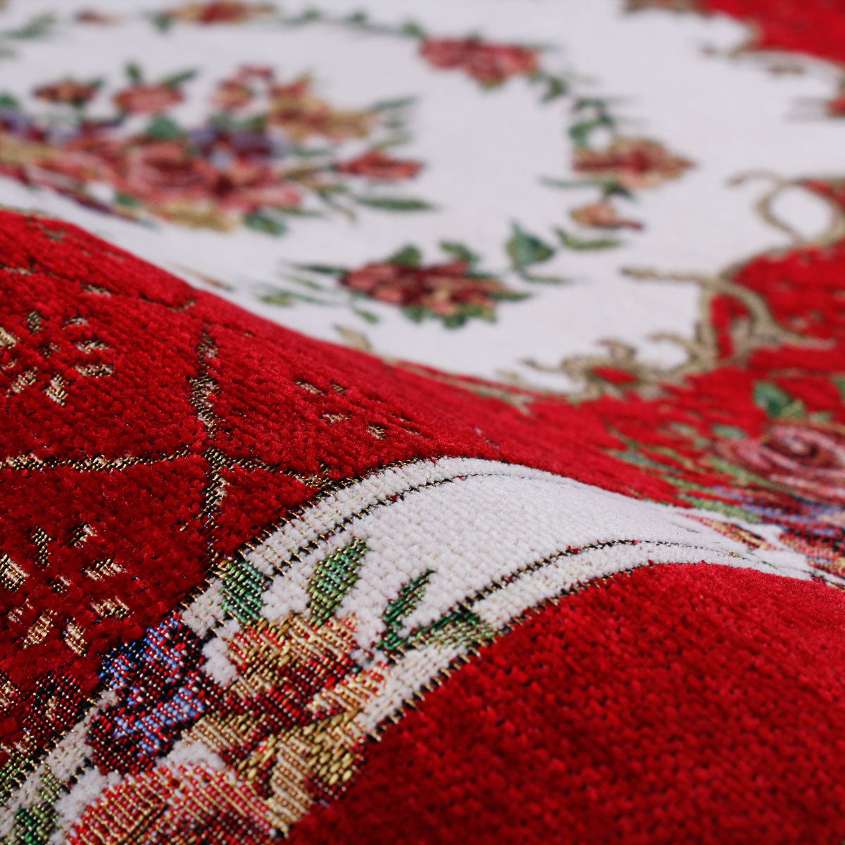 Tappeto in ciniglia floreale 70x110 cm rosso