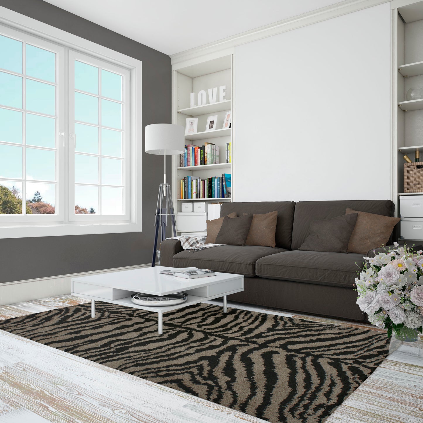Tappeto animalier tigrato beige