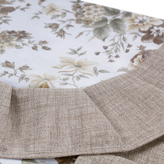 Tovaglia plastificata con riccio floreale beige - ALICE