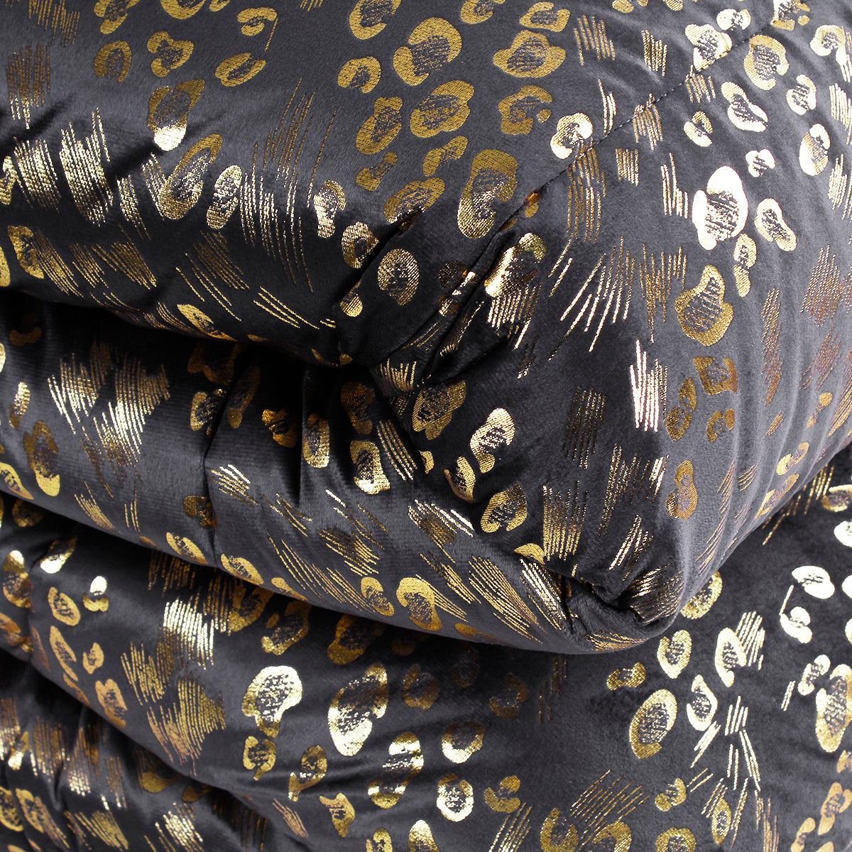 Piumone animalier oro in velluto grigio scuro