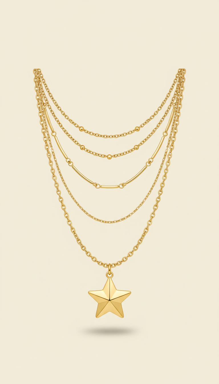 Collana a catena oro con pendente stella