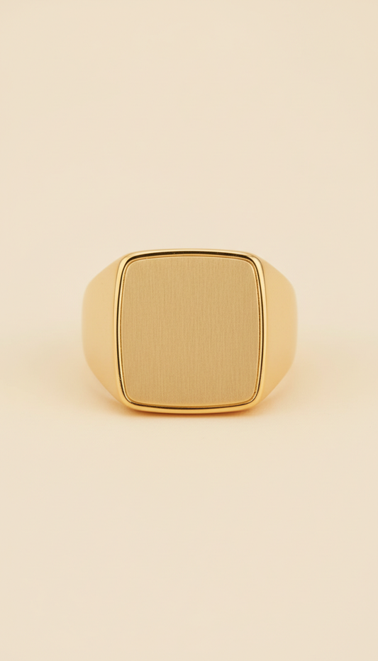 Anello chevalier placcato oro chunky