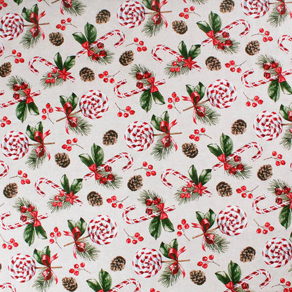 Tovaglia da tavola natalizia con bastoncini di zucchero