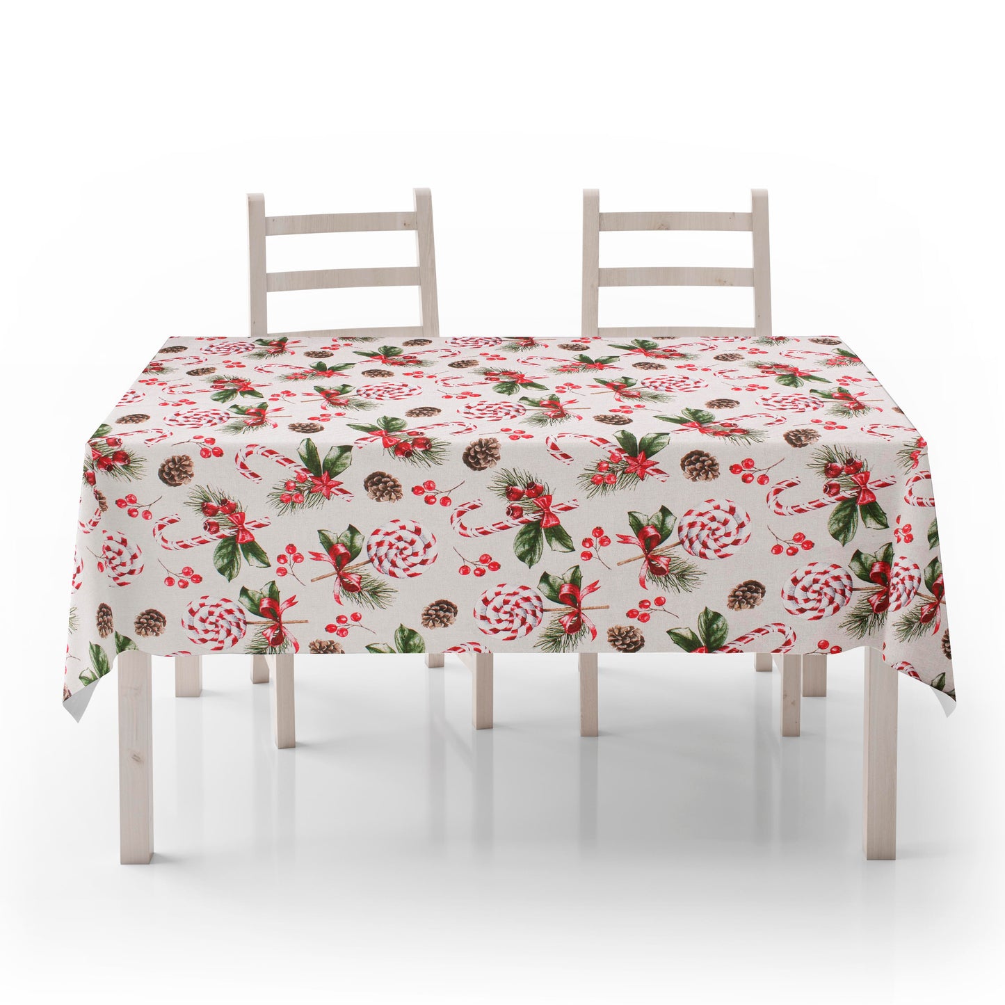 Tovaglia da tavola natalizia con bastoncini di zucchero