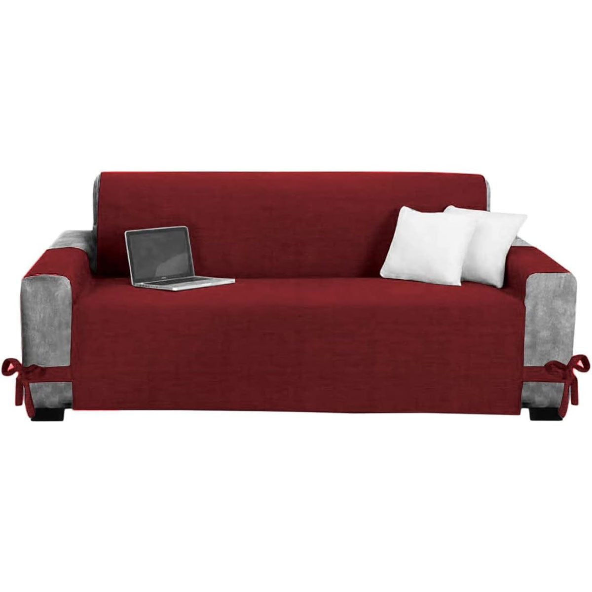 Copridivano con tasche tinta unita