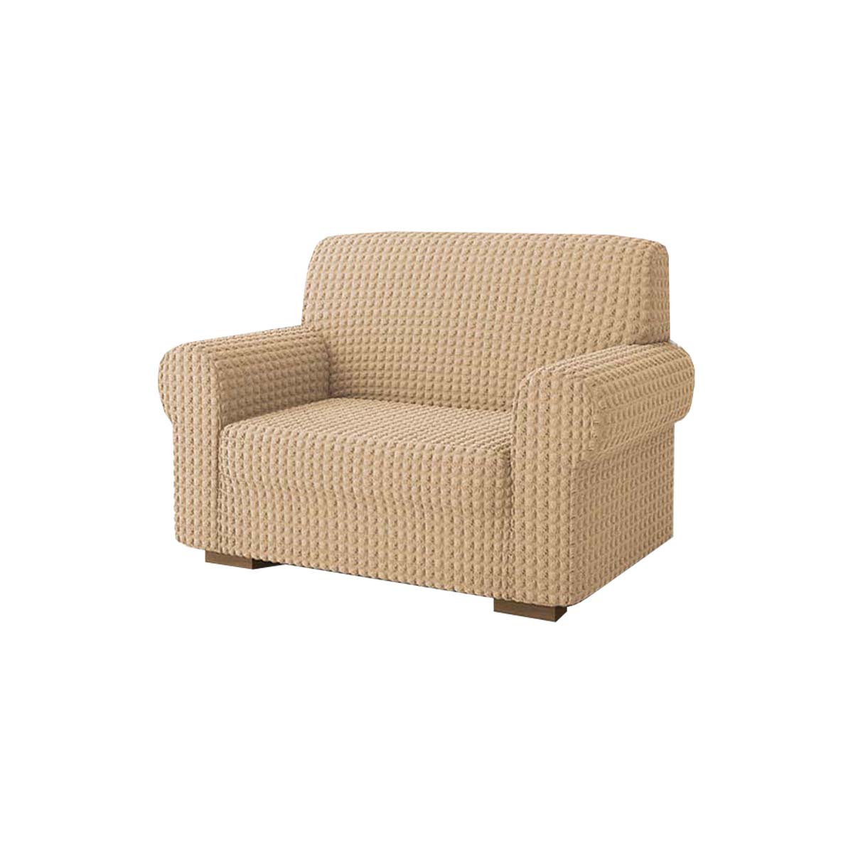 Copridivano elasticizzato con tessuto bolle beige