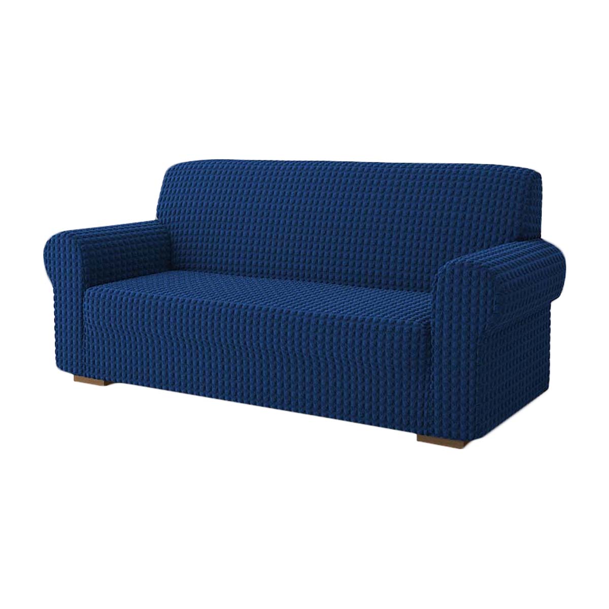 Copridivano elasticizzato con tessuto bolle blu