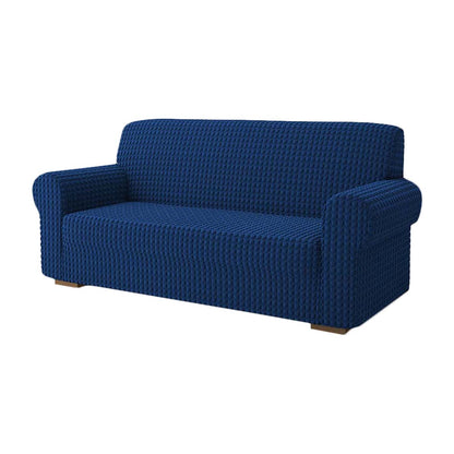 Copridivano elasticizzato con tessuto bolle blu