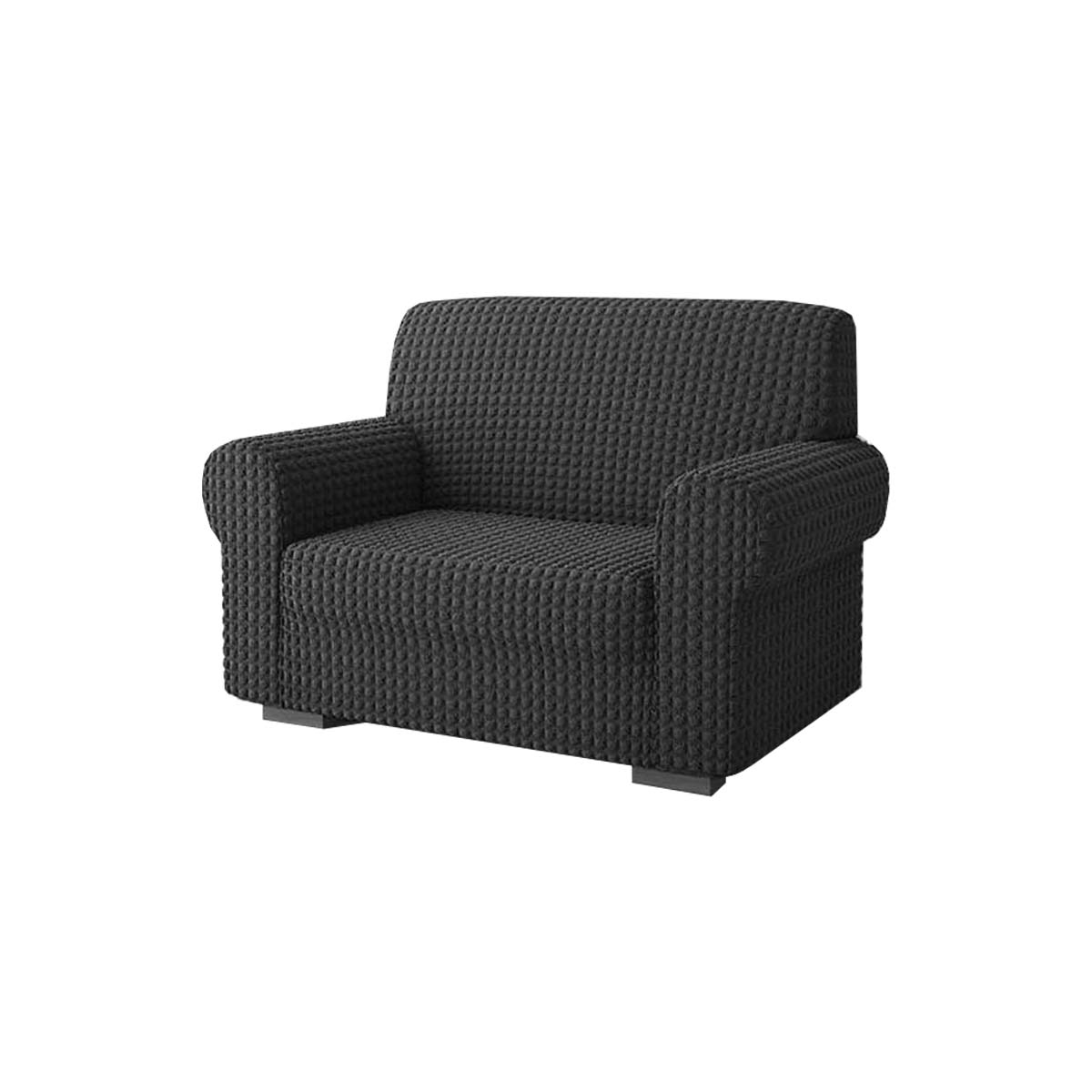 Copridivano elasticizzato con tessuto bolle grigio scuro