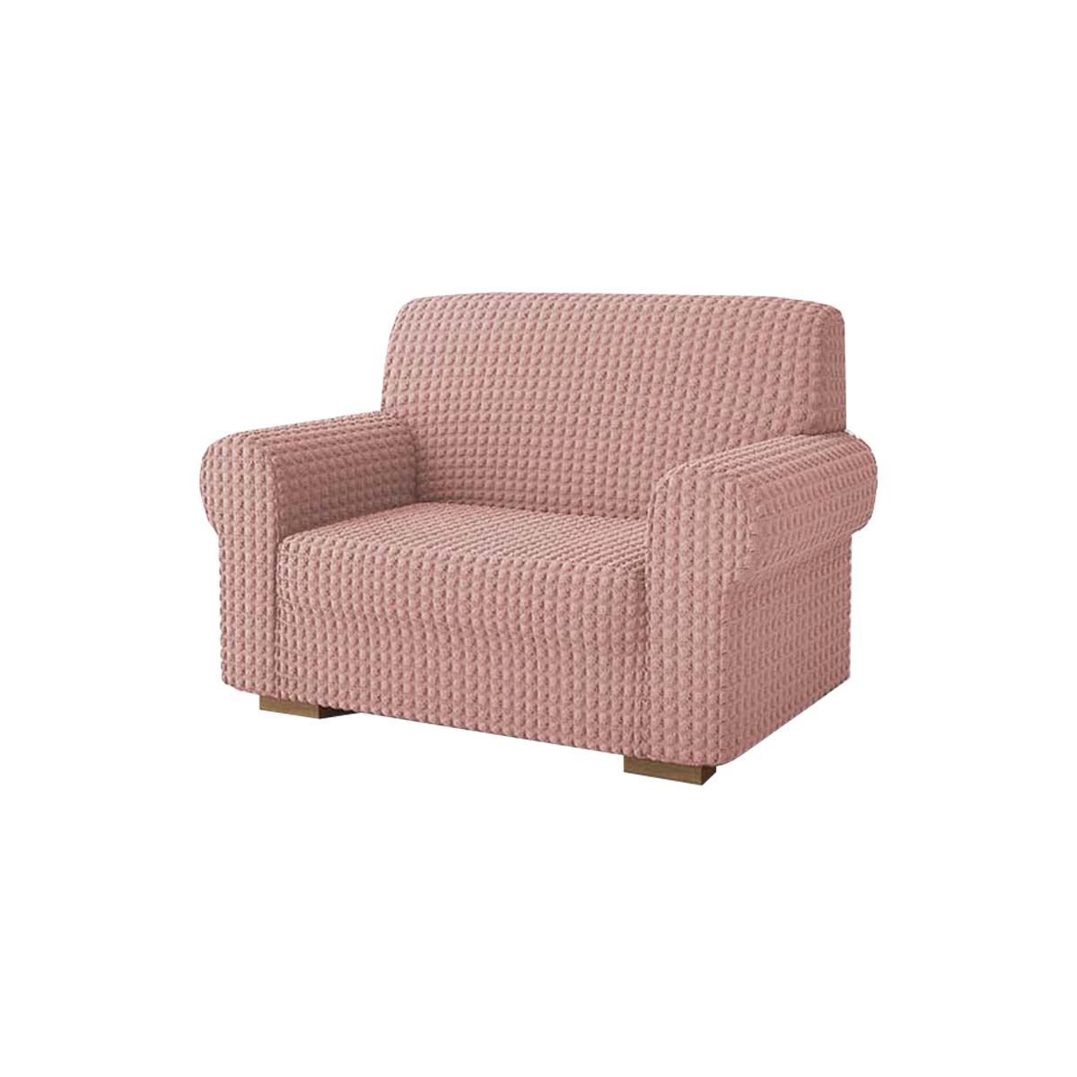 Copridivano elasticizzato con tessuto bolle rosa