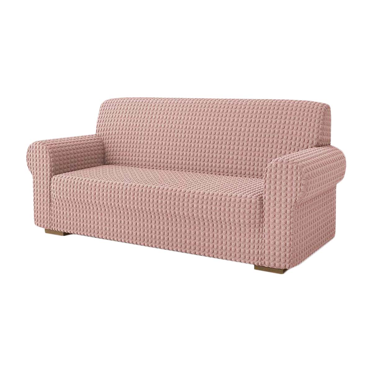 Copridivano elasticizzato con tessuto bolle rosa