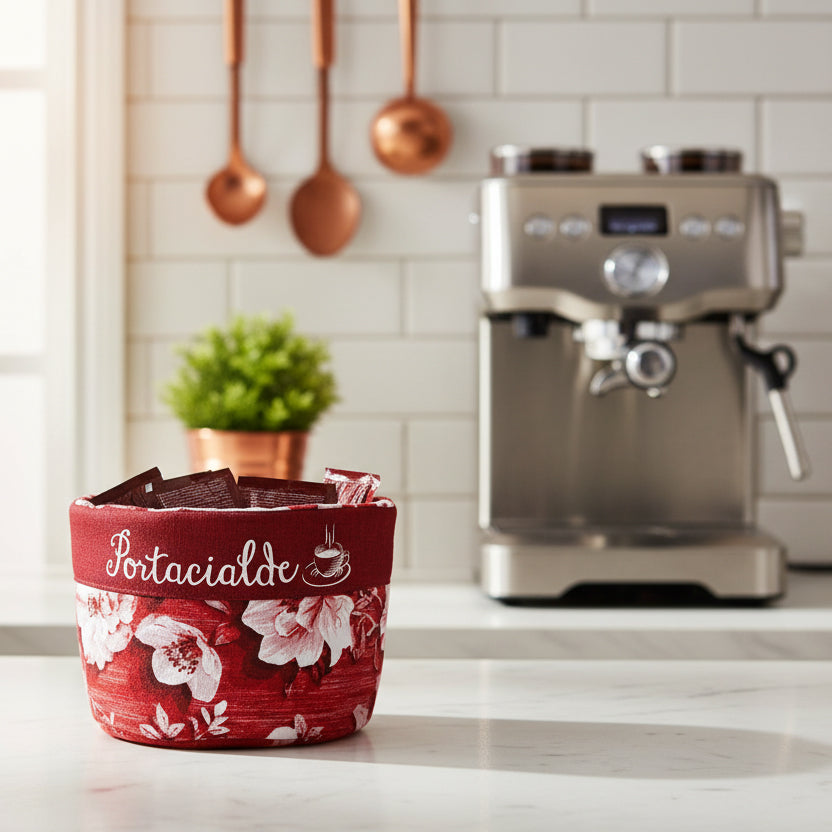Portacialde in tessuto con rose