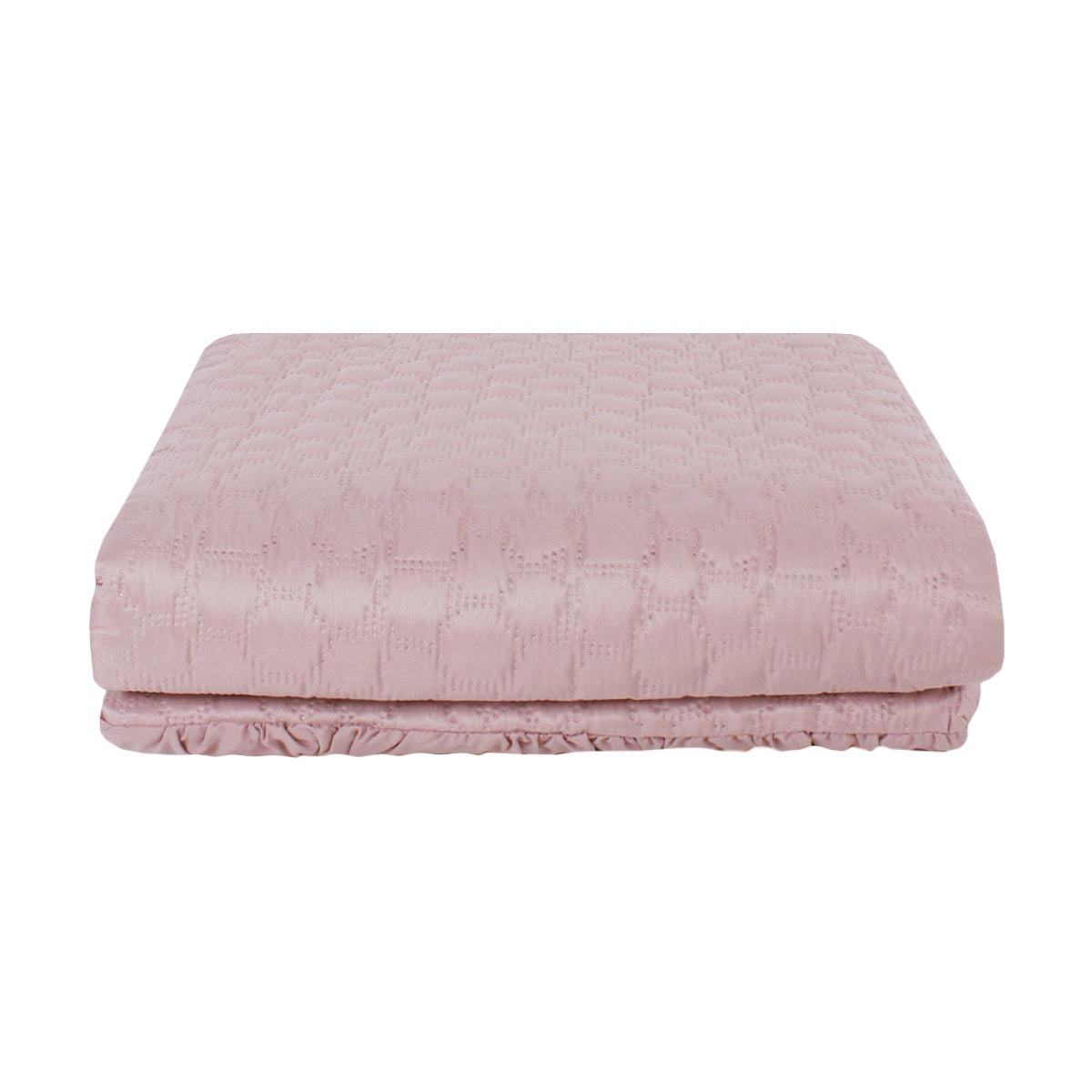 Coprirete con volant matrimoniale rosa