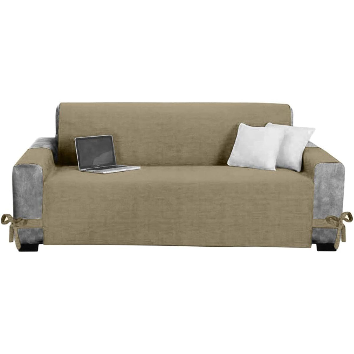 Copridivano con tasche tinta unita