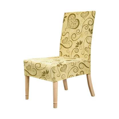 Coprisedie 6 pezzi elasticizzato fantasia cuori beige