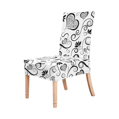 Coprisedie 6 pezzi elasticizzato fantasia cuori bianco