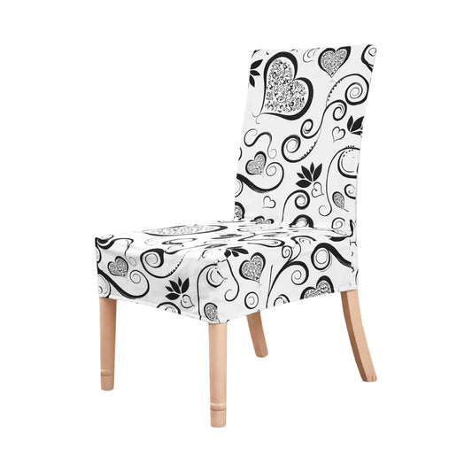Coprisedie 6 pezzi elasticizzato fantasia cuori bianco