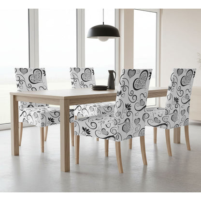 Coprisedie 6 pezzi elasticizzato fantasia cuori bianco