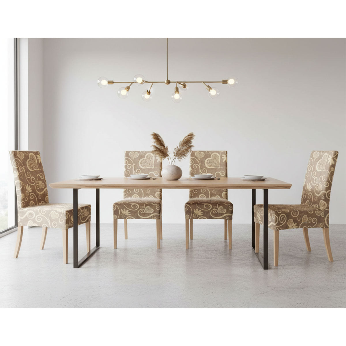 Coprisedie 6 pezzi elasticizzato fantasia cuori cappuccino
