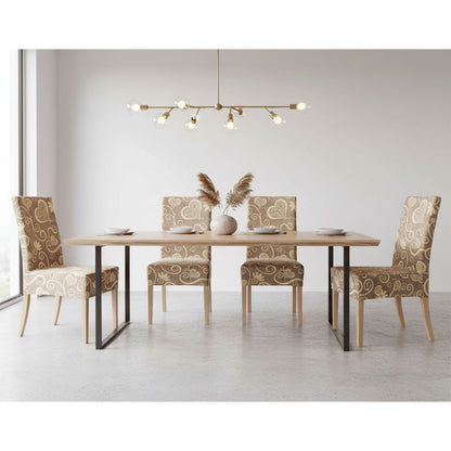 Coprisedie 6 pezzi elasticizzato fantasia cuori cappuccino