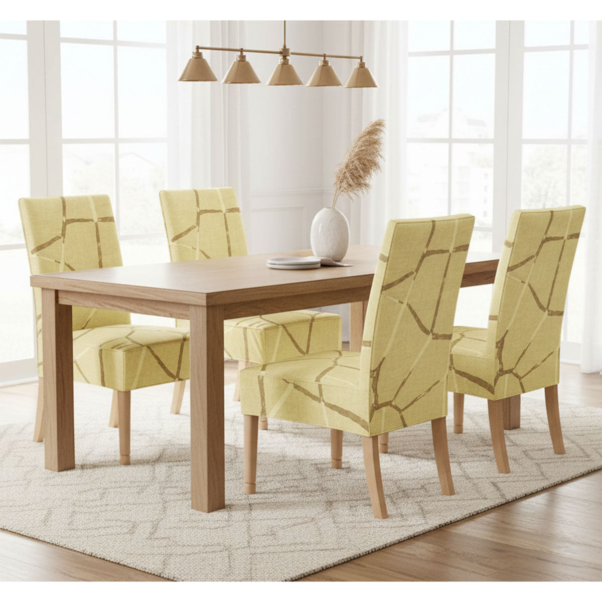 Coprisedie 6 pezzi elasticizzato fantasia marmo beige