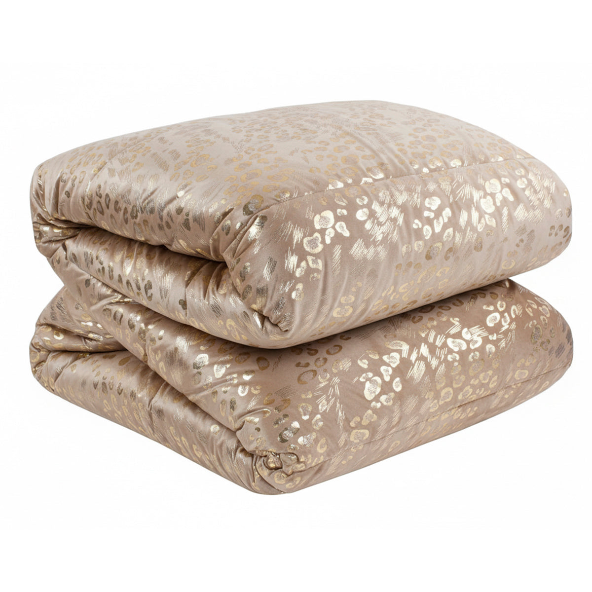 Piumone animalier oro in velluto beige