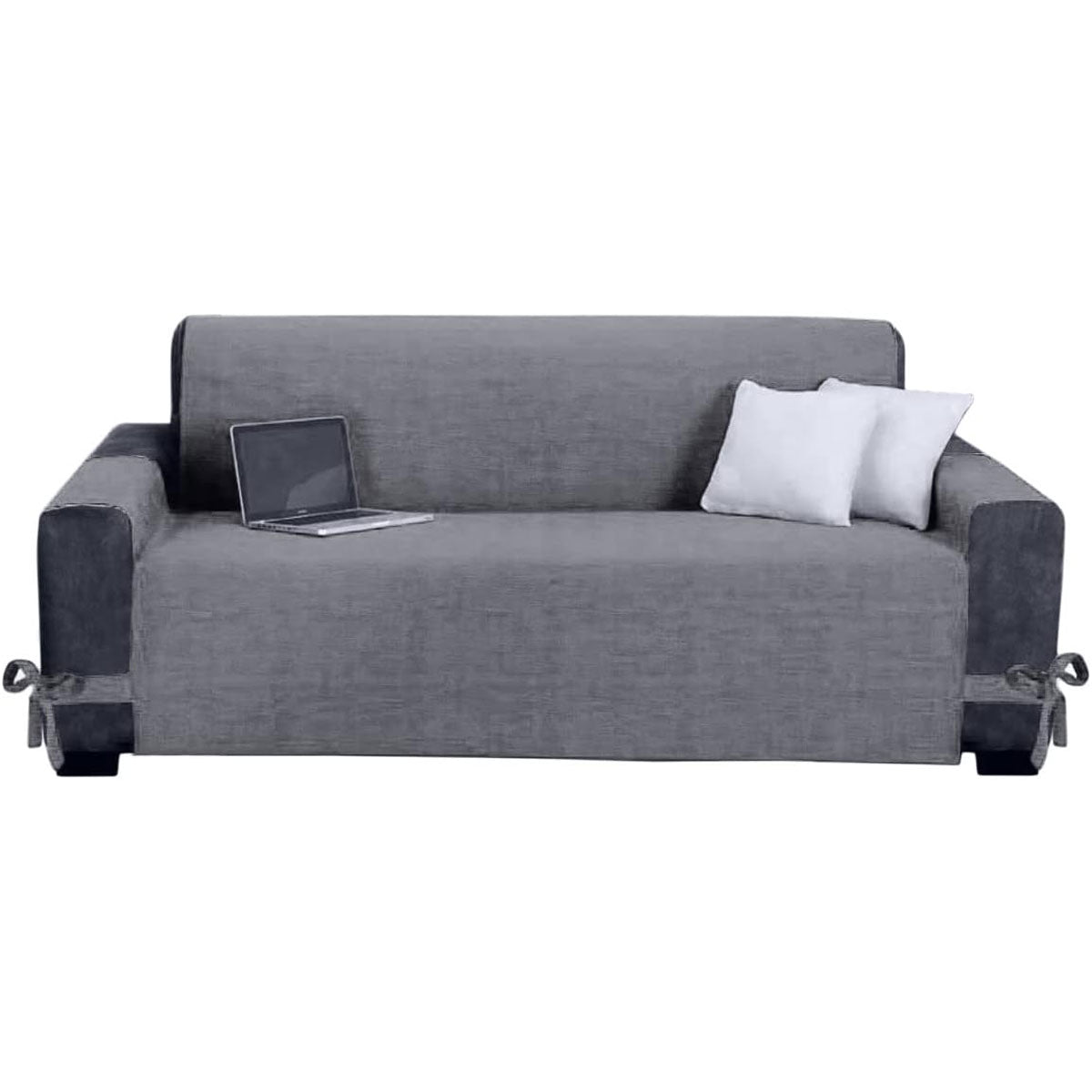 Copridivano con tasche tinta unita