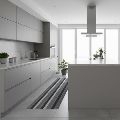 Tappeto antiscivolo fantasia righe grigio