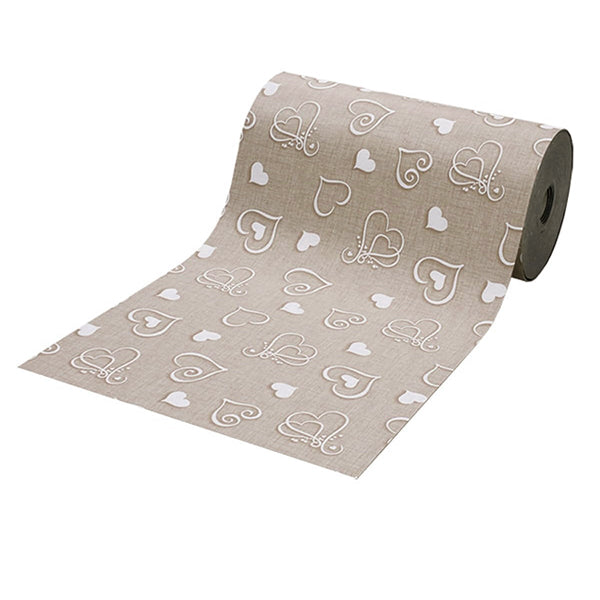 Tappeto antiscivolo fantasia cuori beige