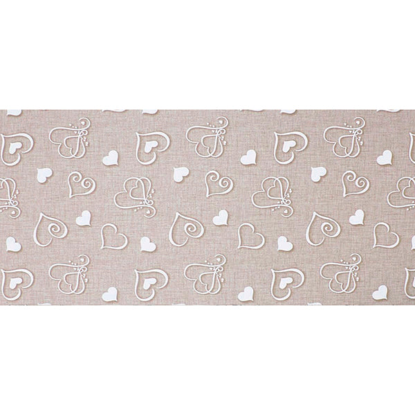 Tappeto antiscivolo fantasia cuori beige