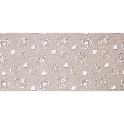 Tappeto antiscivolo fantasia cuori beige
