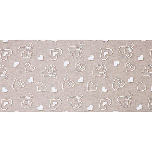 Tappeto antiscivolo fantasia cuori beige