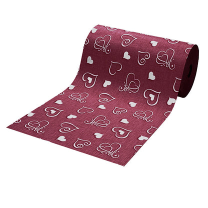 Tappeto antiscivolo fantasia cuori bordeaux