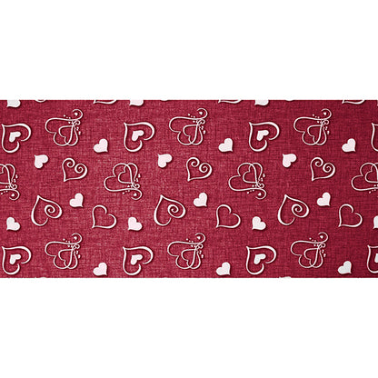 Tappeto antiscivolo fantasia cuori bordeaux