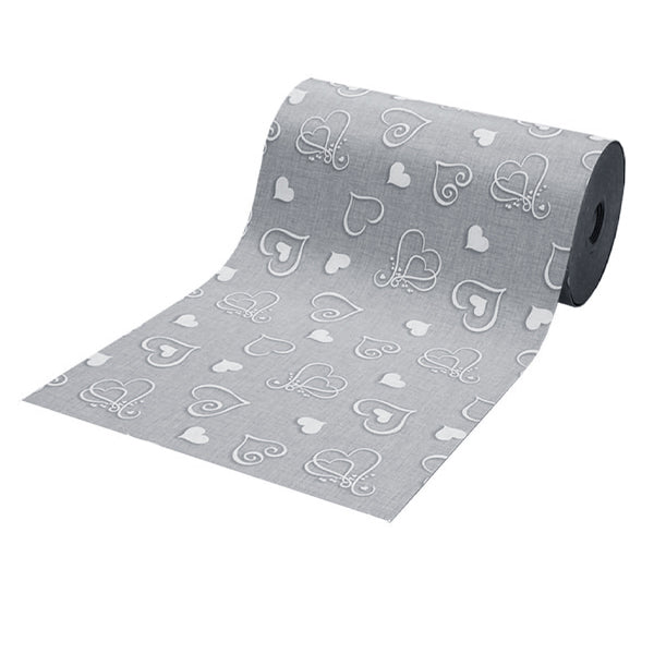 Tappeto antiscivolo fantasia cuori grigio