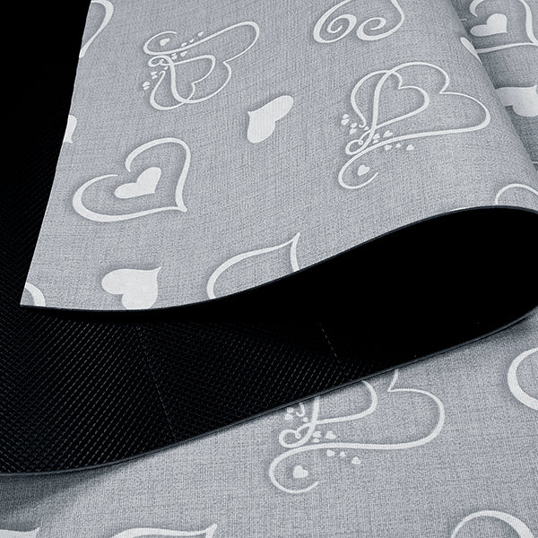 Tappeto antiscivolo fantasia cuori grigio