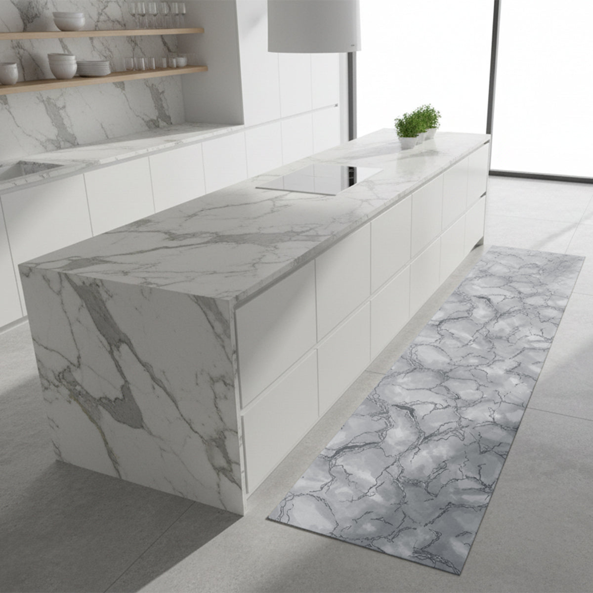 Tappeto antiscivolo fantasia marmo grigio