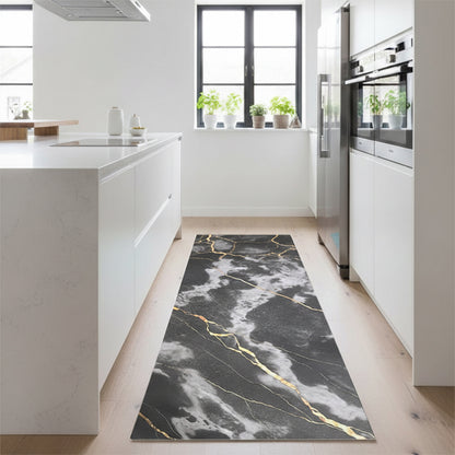 Tappeto antiscivolo fantasia marmo nero